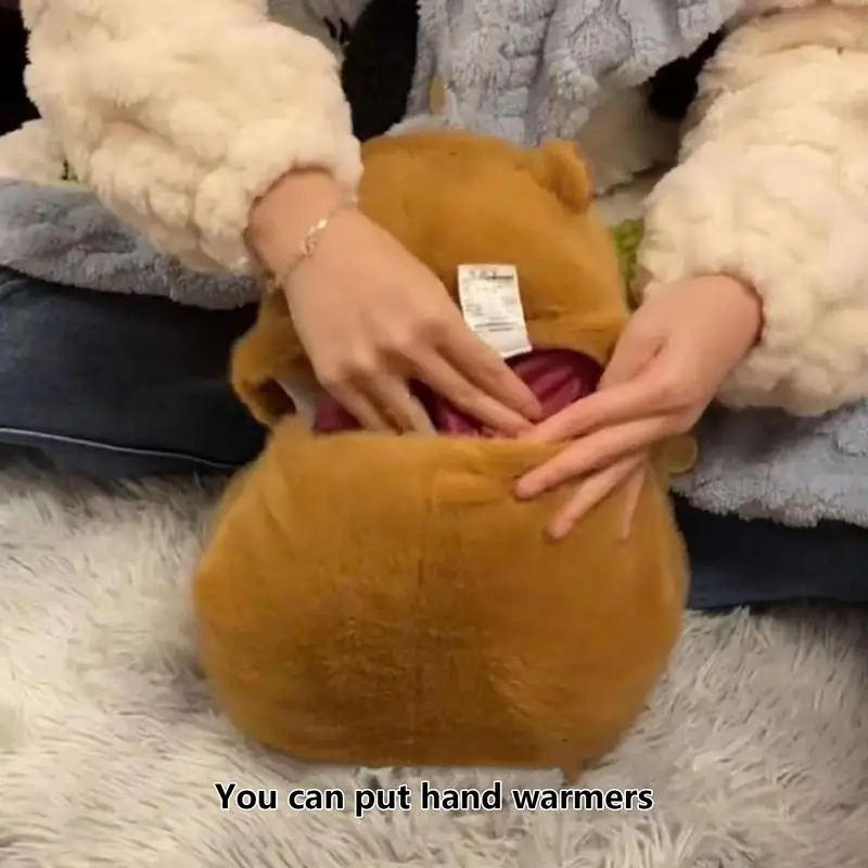 Portable Hand Warmer Capybara Hot Water Bottle Plush Toy Winter Large Warm Bottle Plush Pillow Doll With Hand Filling Pouch Cartoon Hand Warmer Bag
