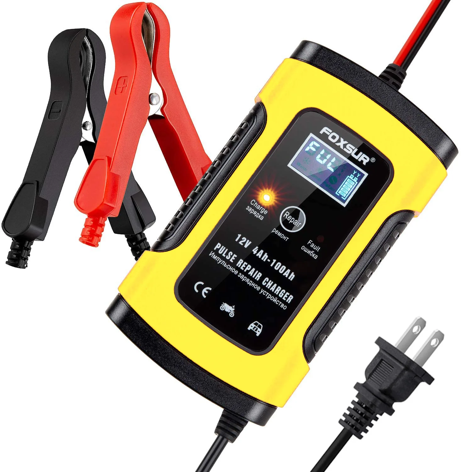 

Universal 12V 5A Pulse Repair Smart Charger for Motorcycle Car Battery Charger, 12V AGM GEL WET Lead Acid Battery Charger