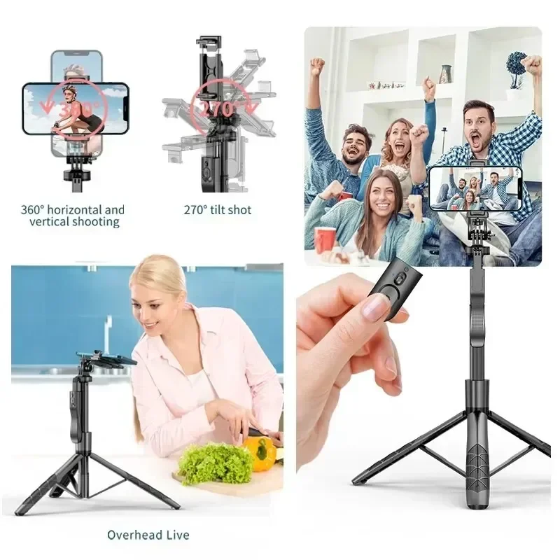INRAM-Trip&eacute; Selfie Stick, Monop&eacute; Dobr&aacute;vel para C&acirc;meras de A&ccedil;&atilde;o Gopro, Smartphones, iPhone 13, 14, Xiaomi, L16, 1530mm