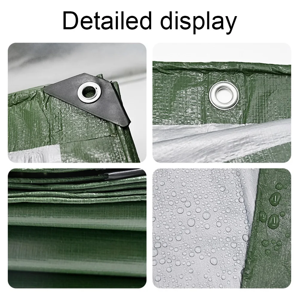 Large Tarpaulin Waterproof Heavy Duty 5/4/3m Tarp Rain Cover Reinforced Multipurpose Camping Garden Backyard Canopy Awning