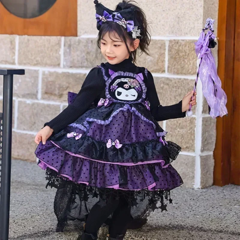 サンリオクロミ-女の子のためのプリンセスドレス,リボン付きロリータ