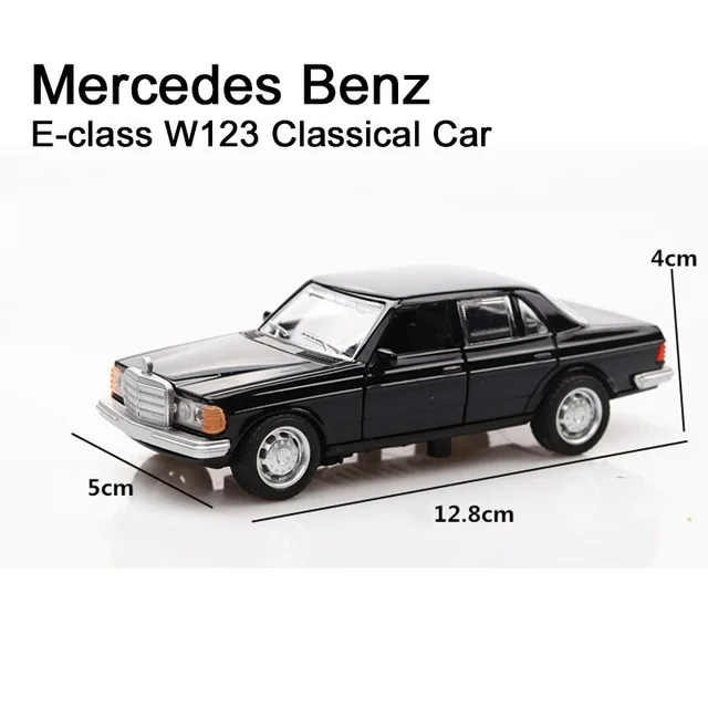 1/36 Boxed Simulation Car Model Toys E-class W123 Black Classical Car Retro Autos Pull Back Function Model 2 Doors Opened 4