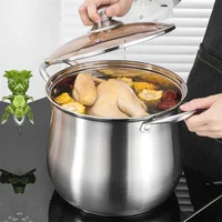 Marmite à soupe en acier inoxydable, cuisinière à induction domestique, spécial pour grande capacité, marmite à viande, Leurs oût de poulet, marmite chaude 3