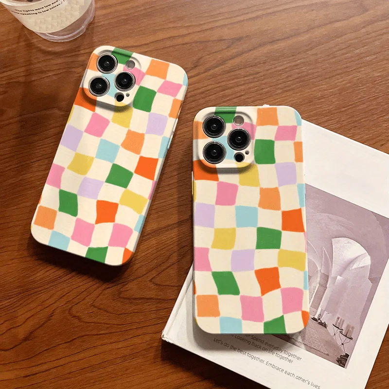 Vibrant Plaid Glossy Film Hard Phone Case
