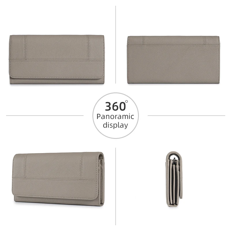 Fashion Large Capacity Women's Credit Card Holder Wallets Genuine Leather Women RFID Blocking Long wallet 5