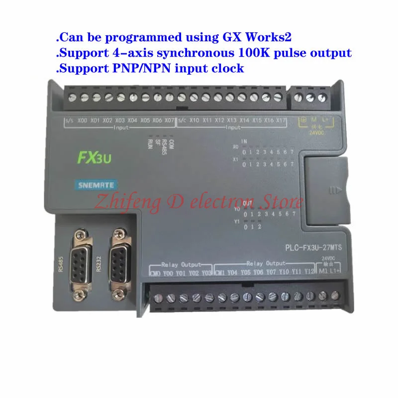 

PLC programmable controller FX3U-26MRS FX3U-27MTS FX3U-48MRS FX3U-48MTS, with analog, 220V or 24V power supply