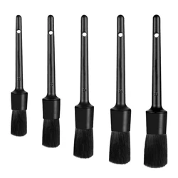 Premium Car Detailing Brush Set - Boar Hair Bristle Brushes for Interior & Exterior Cleaning (5pc)