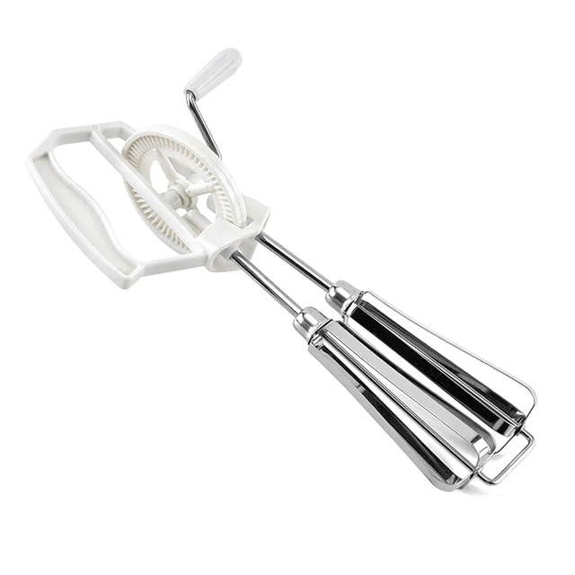 Manual Hand Mixer, Stainless Steel Hand Crank For Cooking White 