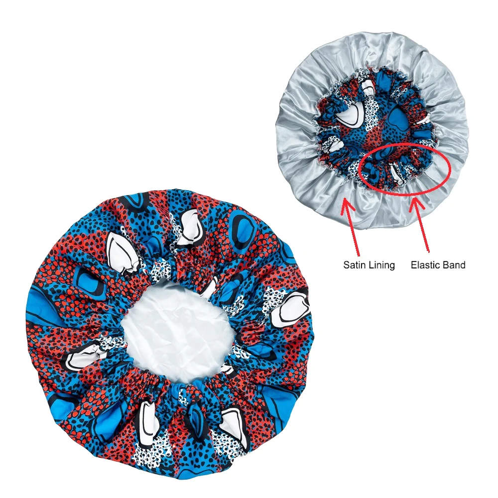 New Extra Large Satin Lined Bonnet Women Big Size Beauty Print Satin Silk Bonnet Sleep Night Cap Head Cover Bonnet Hat Wholesale