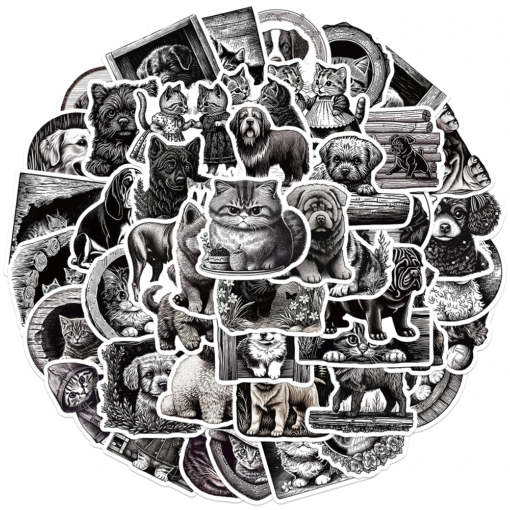 

10/30/50Pcs Funny Cute Cartoon Blak White Animals Graffiti Stickers Decoration Aesthetic Cool Decals DIY Fridge Luggage Suitcase