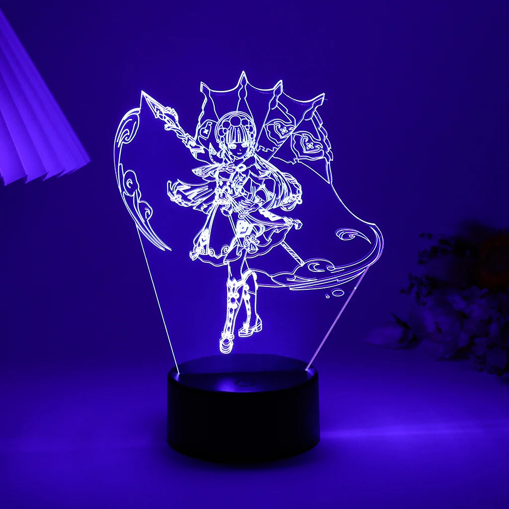 Genshin Impact 3D Led Night Light Game Anime Figure 16 Colors Yoimiya Lamp For Bedroom Illusion Desk Decor Kid Birthday Gift candle night Night Lights