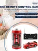 Coke Can RC Car Battery Operated Plastic Remote Control Racing Vehicle LED Lights Micro Racing Car with Roadblocks for Kids Boys 5
