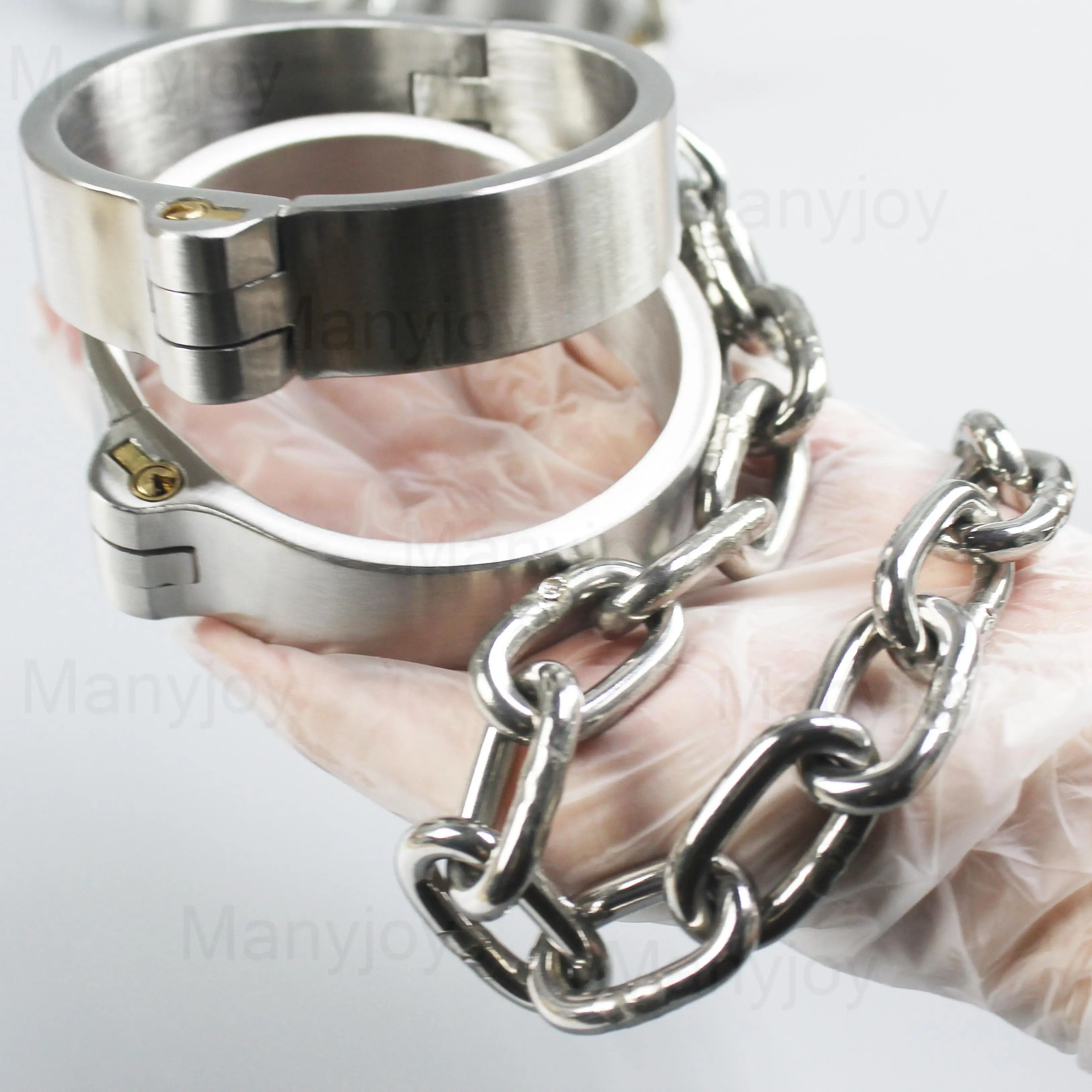

Stainless Steel Insert Lock Neck Collar Handcuffs Ankle Cuffs with Detachable Chain Slave BDSM Bondage Set Sey Toys for Adult