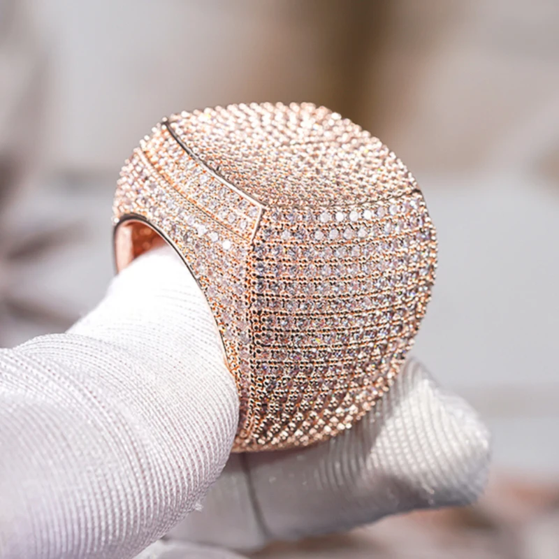 Huitan Funkelnder voller Bling Iced Out Fingerring für Damen, Luxus-Antragszubehör, Micro Pave Zirkonia-Schmuck für Party – Detail 38