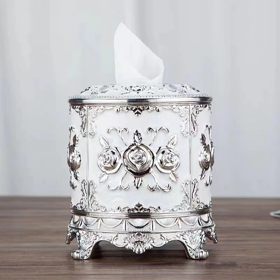 1pc European Circular Tissue Box, Cylindrical Paper Extraction box, Home Decoration, Hotel Restaurant, Hollow Paper Storage Box 5