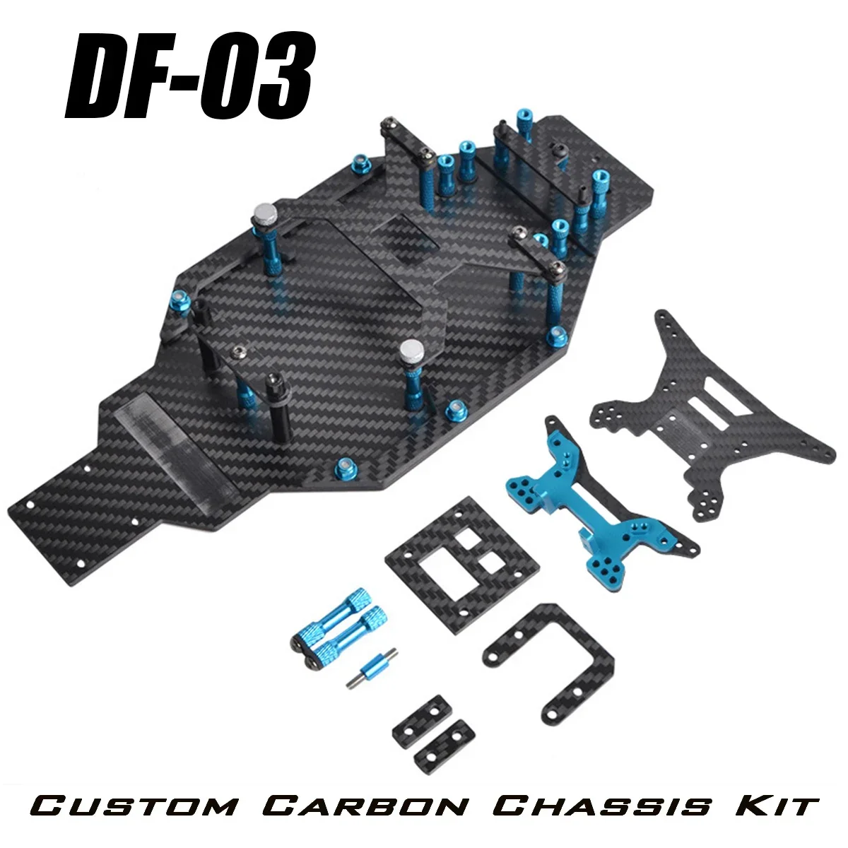 

Carbon Fiber Chassis Frame Kit for Tamiya DF03 RC Off-Road 4WD Buggy Upgrades