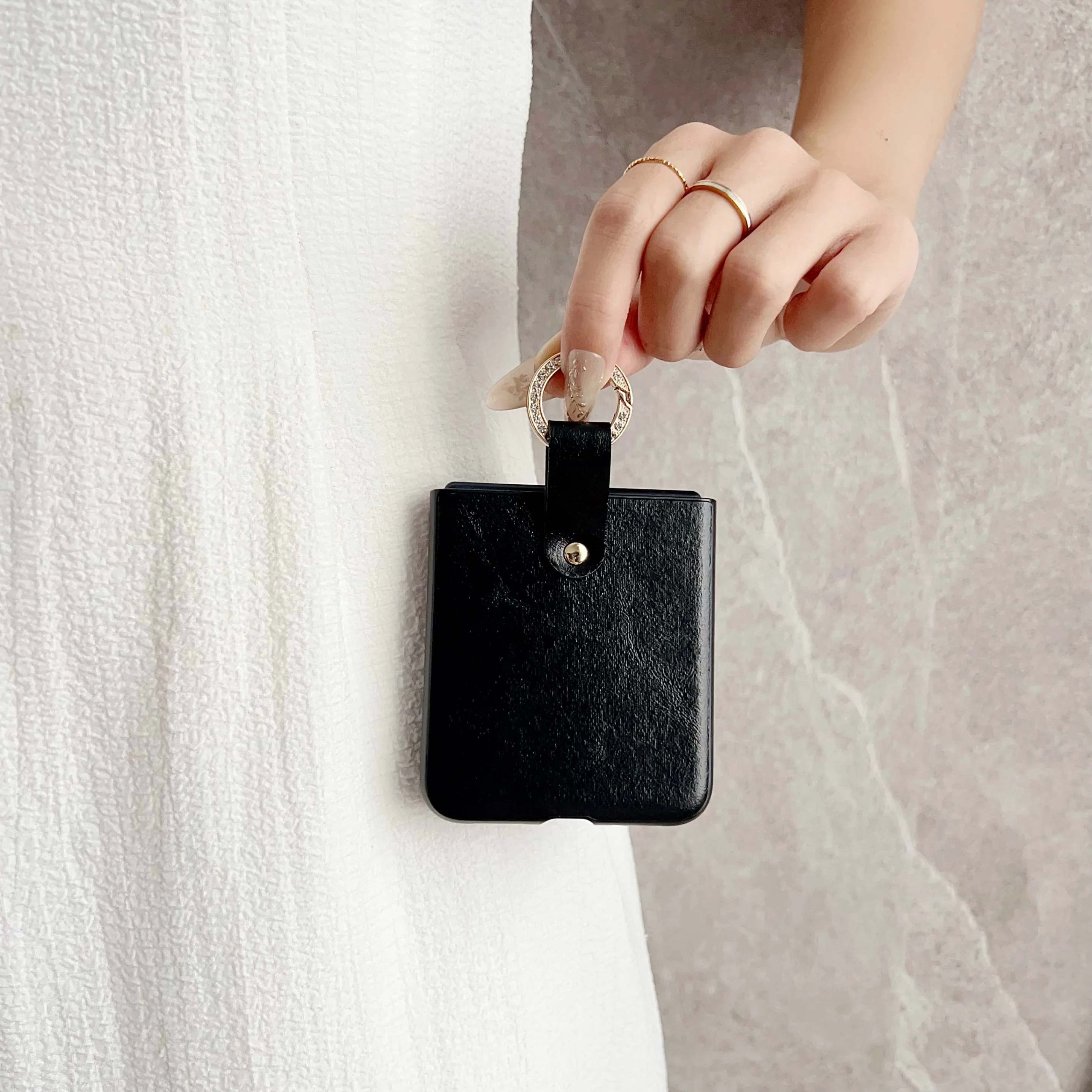 Elegant Fashion Leather Slim Case with Ring Bracket - Shockproof Cover