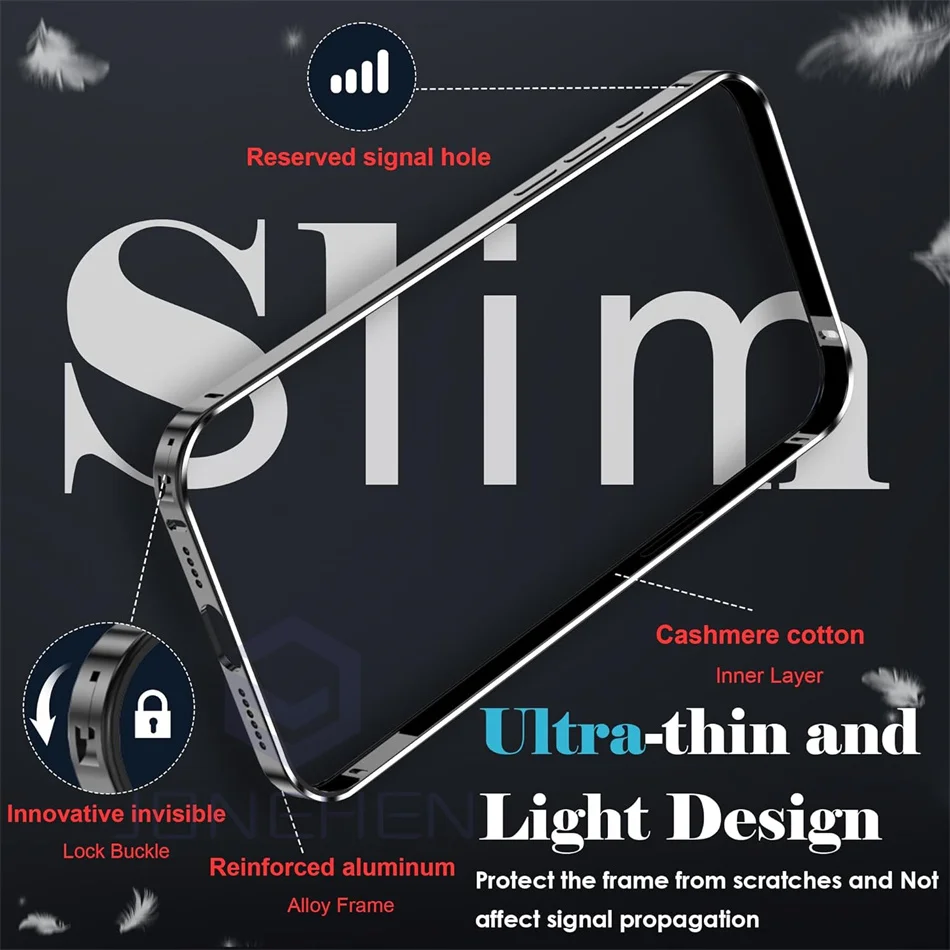 Sleek Aluminum Metal Frame Thin Case - Premium Alloy Titanium Protective Back Cover
