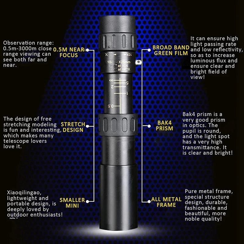 10-300*40 HD Monocular Telescope Long Range Zoom For Outdoor Hunting Camping Tourism High Power Compact Monocular for Adults Kid 5