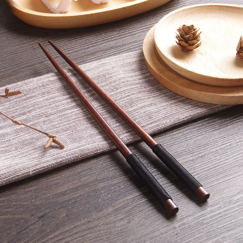 Handmade Japanese Sushi Chopsticks Set Value Gift Sushi Chinese food Tie line Natural Chestnut Wood