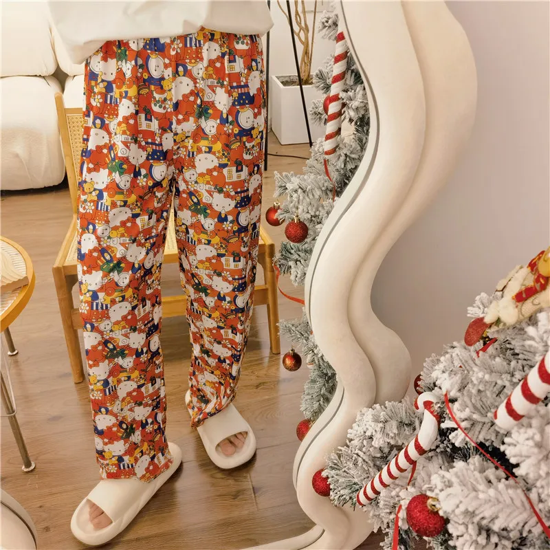 

Kawaii Sanrio Pajama Pants Hello Kittys Accessories Cute Anime Loose Spring and Autumn Home Leisure Wearable Toys for Girls Gift