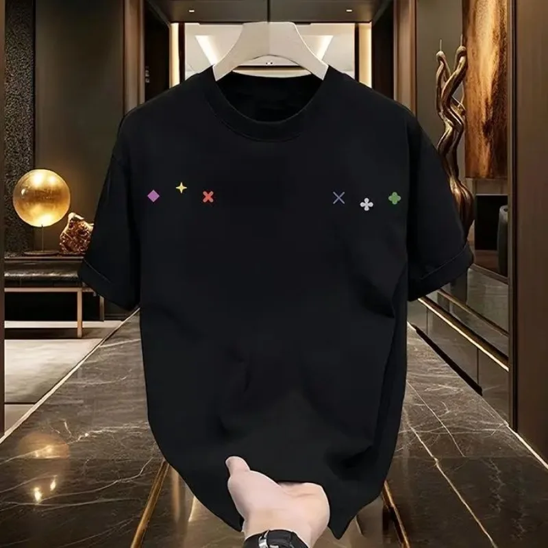 2025 high-quality trend cool fashion design printed short-sleeved T-shirt men's luxury brand loose top is selling well 2
