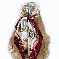 new 90*90cm fashion Silk Scarf Scarftop Headwraps Women Vintage Four Seasons Hair Scarve Hijab Foulard Bandana Femme Headscarf 4