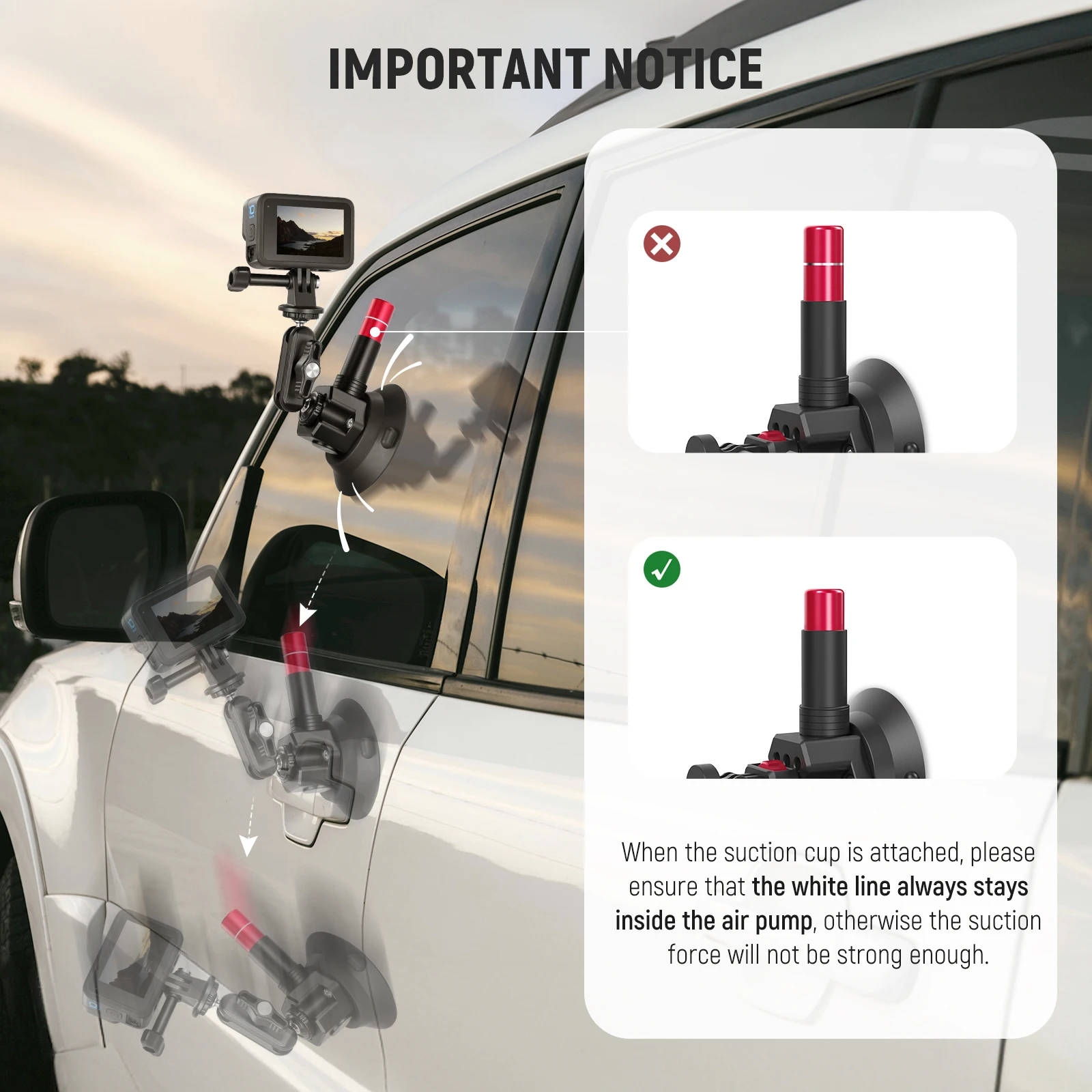 SMALLRIG Supporto a Ventosa a Doppio Strato per Smartphone/Action Camera, Supporto per Telefono per iPhone per GoPro per DJI Osmo, Rotazione a 360° con Doppia Testa a Sfera SC-1K - 4275