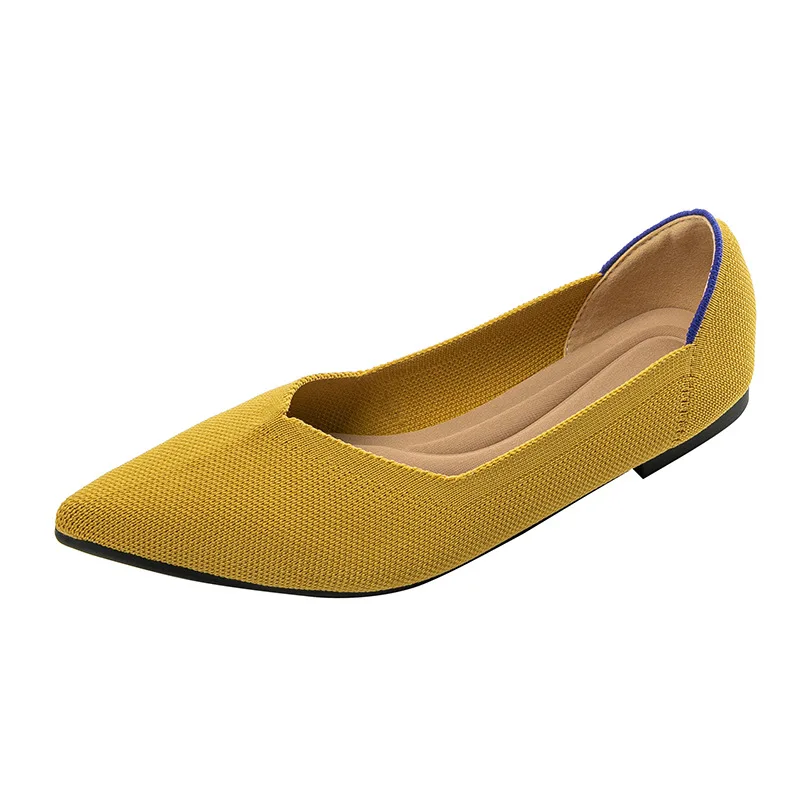 2022 New Spring Autumn Flat Shoes Fashion Leisure Women's Flat Shoes Pointed Knitting Elastic Comfortable Ballet Shoes Female