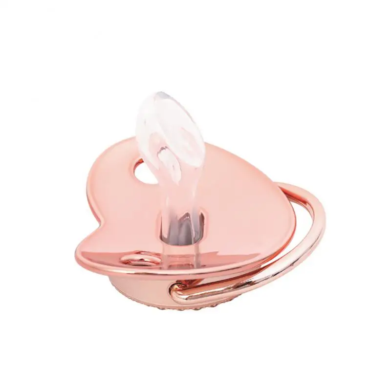 Rose Gold Bling BPA Free Silicone Baby Pacifier And Clips