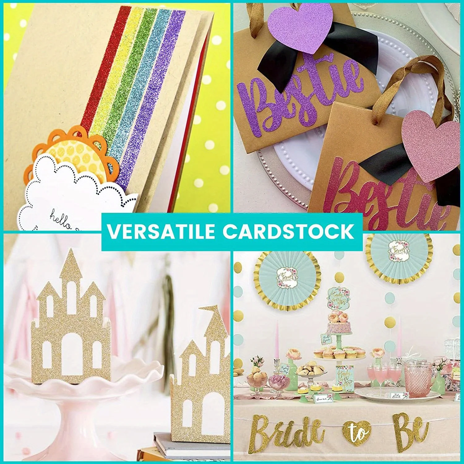 Craft Paper 10pcs 8''&times;12'' Glitter Cardstock for DIY Party Decoration Christmas Gift