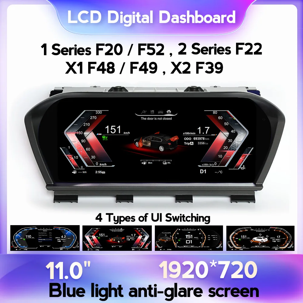 

11.0“ Car LCD Digital Dashboard 1920*720 Screen Instrument Cluster Speedometer For BMW 1 2 Series F20 F22 F52 X1 F48 F49 X2 F39