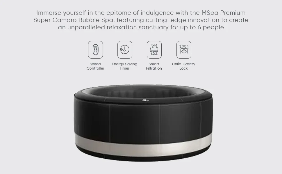 M Spa Premium Super Camaro 138 Jet 6 Person Outdoor Bubble Hot Tub Spa, Black_Artboard3