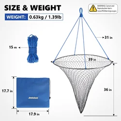 Foldable Drop Net with Rope and Durable Nylon Mesh (1pc 39in)