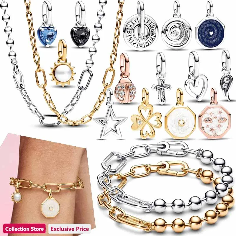 

2023 ME Series 925 Silver Love Heart Logo Gratitude Spiral Galaxy Pendant For Original PA DOR Women's ME Bracelet Charm Jewelry