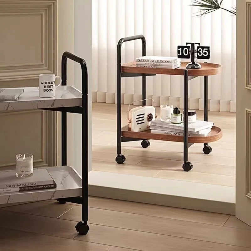 Home Office Kitchen Storage Cart with Wheels Fruit Vegetable Rack 2-Tier Rolling Utility Cart