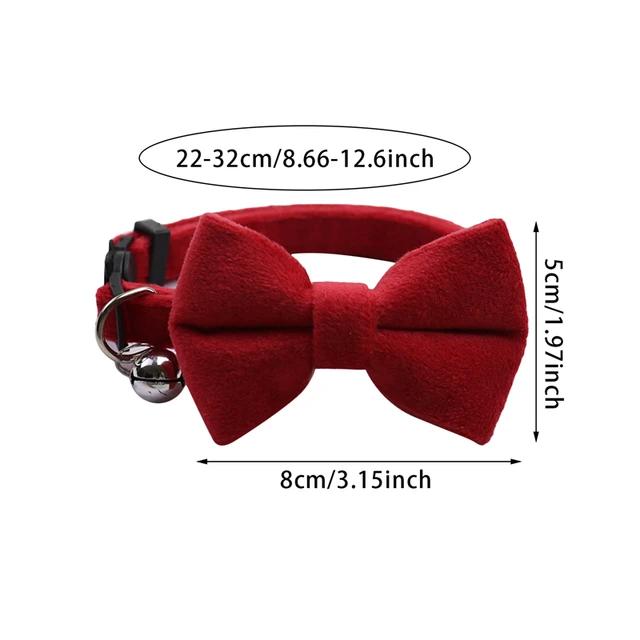 Safety Elastic Bowtie Cat Collar Bell Adjustable Buckle Bow Tie Plush Collar Small Dog Velvet Pet Supplier Suede Collar 2