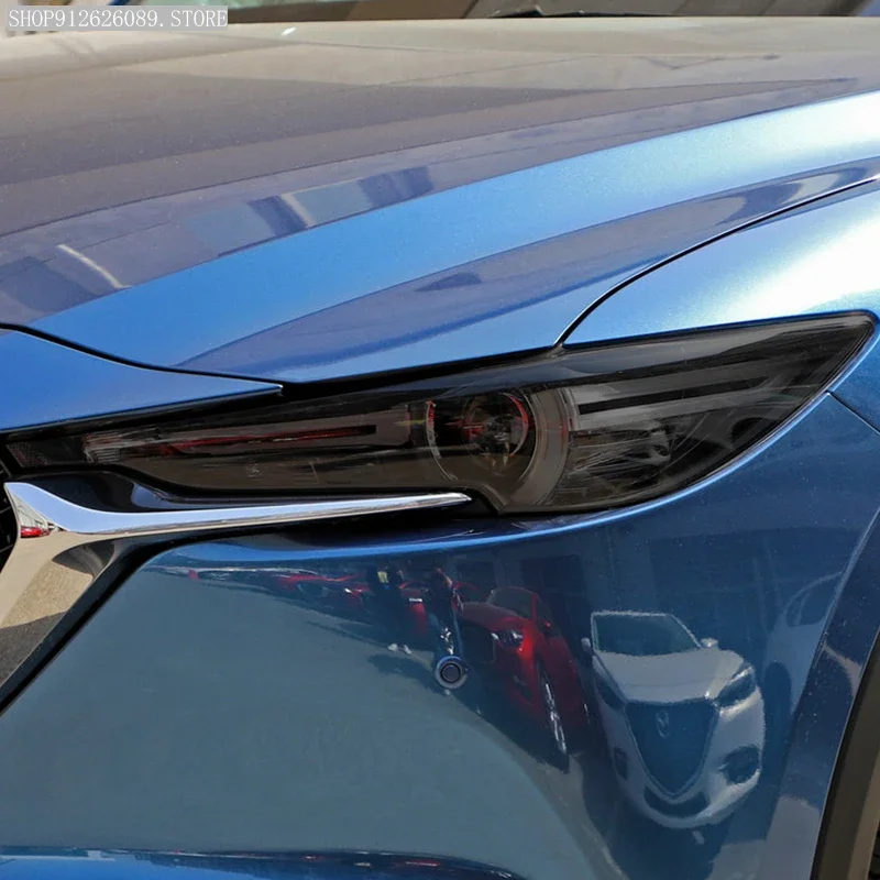 

Car Headlight Protective Film Smoked Black Tint Wrap Vinyl Transparent TPU Sticker For Mazda CX5 KF 2017 2018 2019 2020 2021