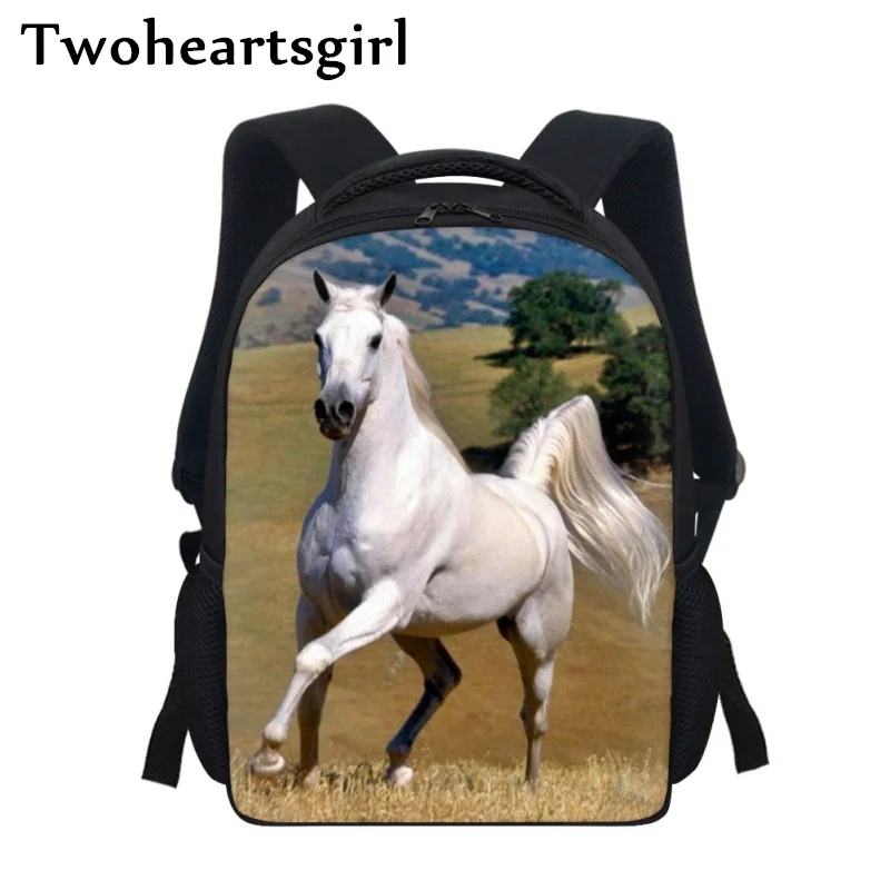 

Twoheartsgirl Mini School Bag for Children Boys Girls Stylish Horse Printed Schoolbag Baby Kindergarten Bookbag Infantil Mochila