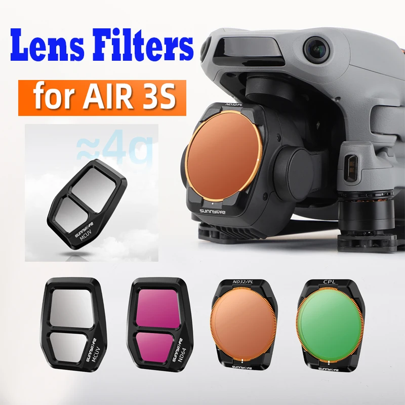 Lens Filter For DJI AIR 3S Gimbal Camera Protector Aluminium Alloy Frame Adjustable MCUV/CPL/ND8/16/32/64PL Cover Accessories