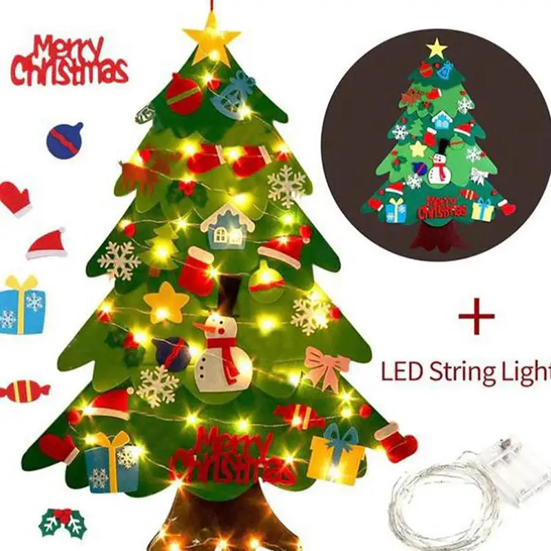 New Felt Christmas LED Tree Pendant Non-woven DIY Decorative Pendant | 21pcs Kids Toddler With Detachable Ornament Home Decor