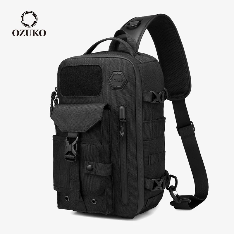 OZUKO Shoulder Bags for Men Large Capacity Male Chest Bag Waterproof Tactical Sling Messenger Bags Outdoor Sports Crossbody Bag