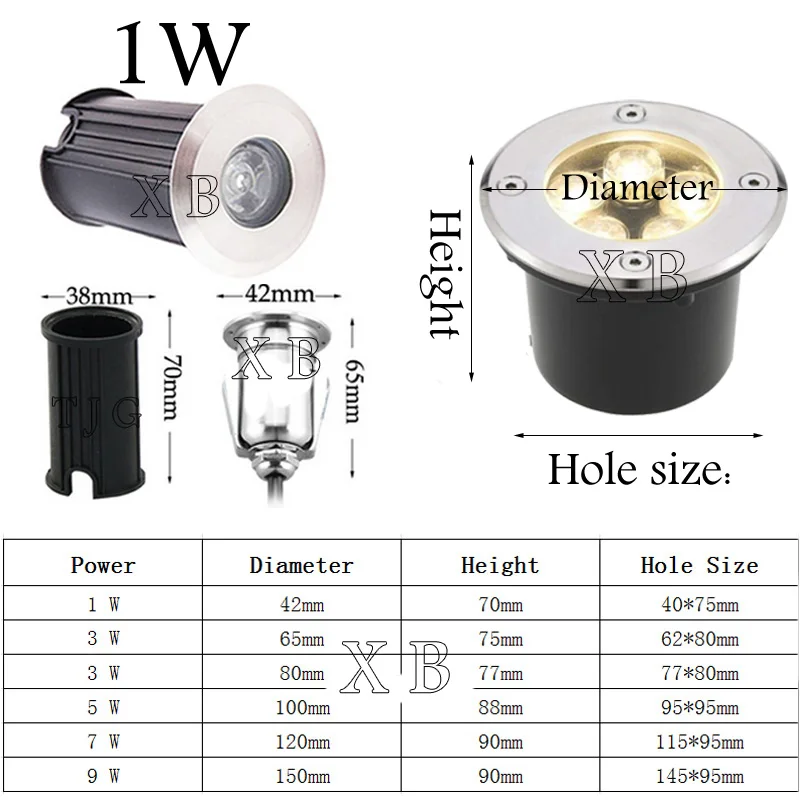 Waterproof Led Light Garden Underground Lamps 3W 5W 7W 9W IP67 Outdoor Buried Path Spot Recessed Ground Lighting AC85-265V DC12V 2
