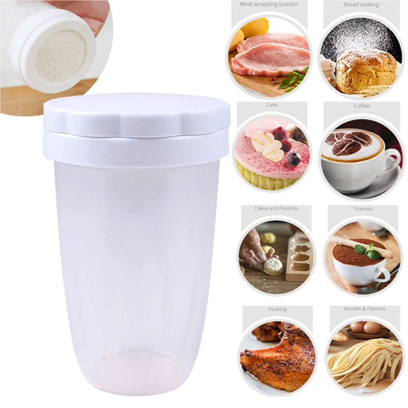 Powder Sugar Shaker With Lid Cocoa Flour Sifter Fine-mesh Icing Sugar Can Fancy Coffee Dredger Chocolate powder sieve,flour sifter,powder sugar shaker