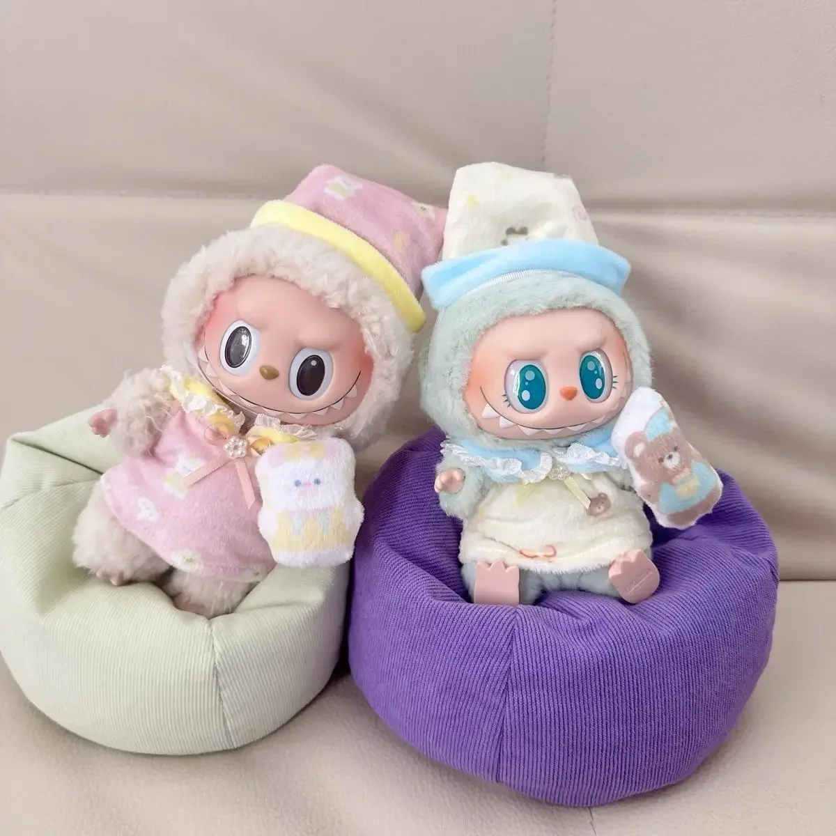 17cm Labubu Doll Plush Sofa Sleeping Bed Cozy Seat for V1/V2