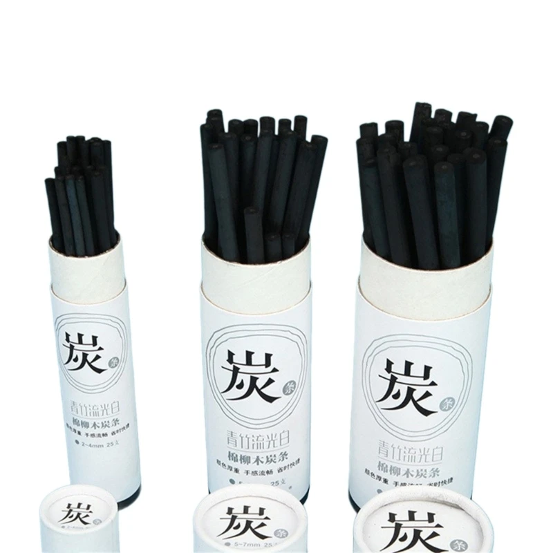 75 Pcs 2-9mm Charcoal Drawing Pencils Charcoal Sticks Pencils Art Drawing Tool for Students Hobbyists