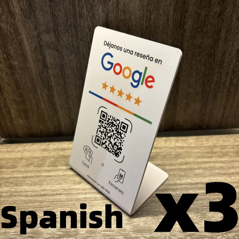 Multilingual Business Stand for Google Review with NFC Tap & Dynamic QR Code