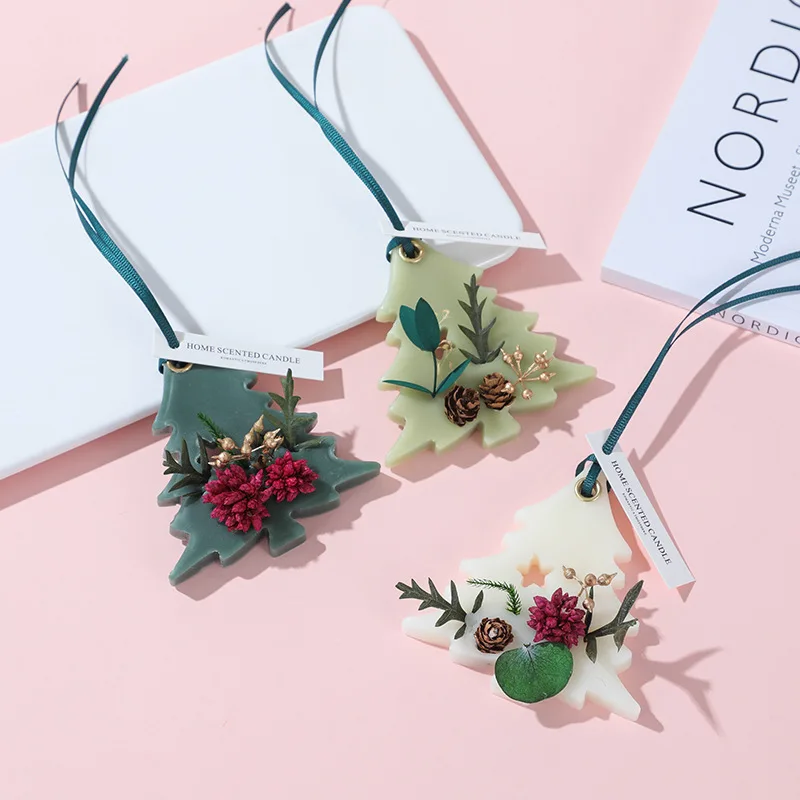 

Christmas Tree Gardenia Scented Wax Hanging Car pendant Solid Air Purifying Balm Wardrobe Deodorizer Aromatherapy Decoration