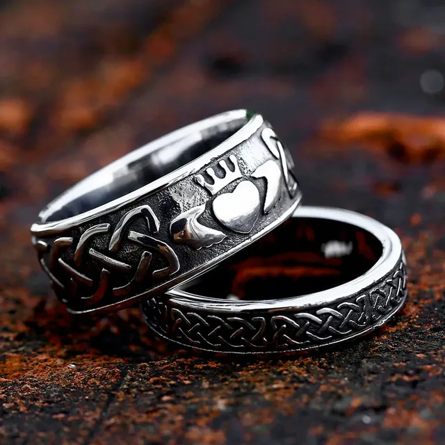 Celtic Ring Mens Claddagh Ring Wedding Band Celtic Knot Claddagh