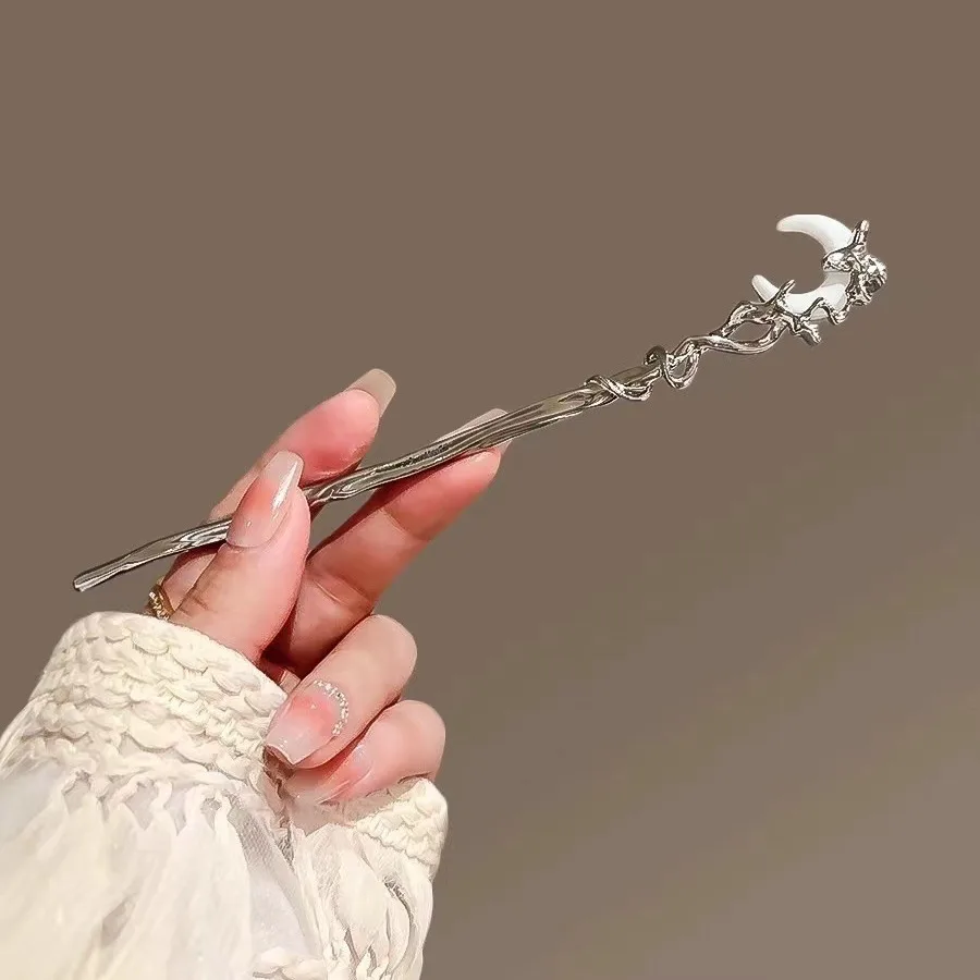 Crescent Shaped Hairpin Women Chinese Style Irregular Metal Personalized Simple Versatile Hair Accessories Exquisite hair accessory,jewelry accessories